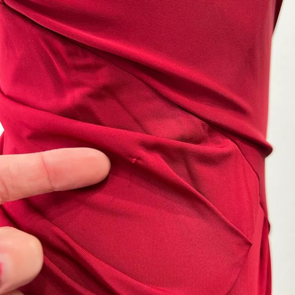$3495 Donna Karan Dark Red Cherry Bodycon Jersey Maxi Dress size Small - Picture 9 of 11